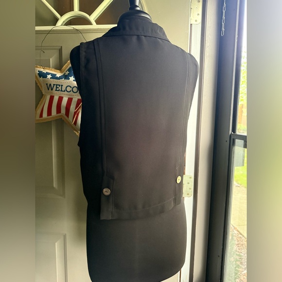 Vintage 90s Liz Claiborne semi sheer sleeveless button tank vest, size 10 - Picture 3 of 9